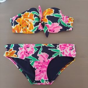 Floral print strapless bikini
